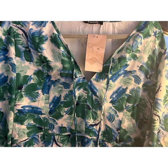 NEW Loose Oversized Floral Sundress Boho Flowy Vacation Maxi Dress L - Picture 3 of 4